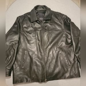 Claiborne Black Leather Jacket 2xl